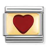 Nomination Composable Classic Link 030206/33 Red Heart in 18K Gold & Enamel